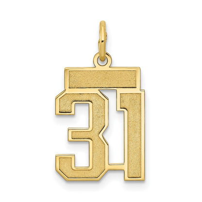 14K Gelbgold Klein Satiniert Zahl 31 Charm