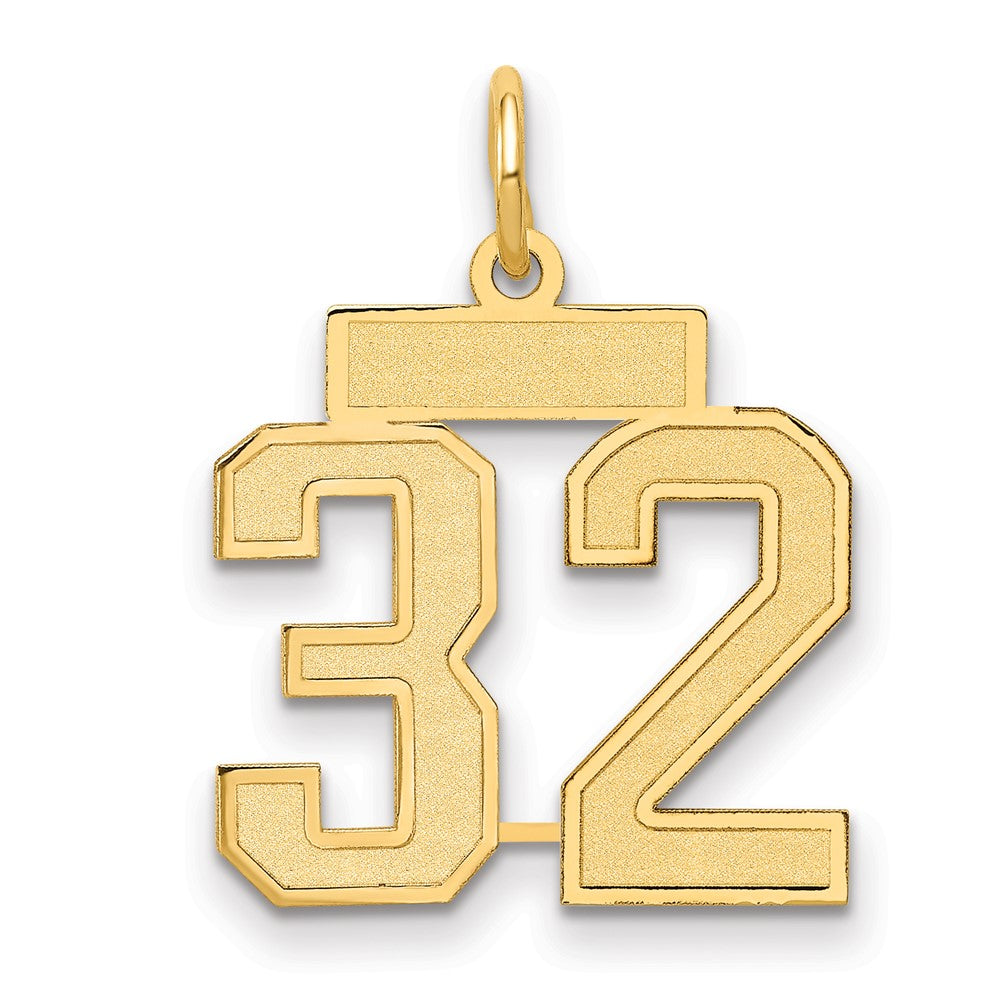 14K Gelbgold 14K Klein Satiniert Zahl 32 Charm