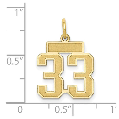 14K Gelbgold 14K Klein Satiniert Zahl 33 Charm