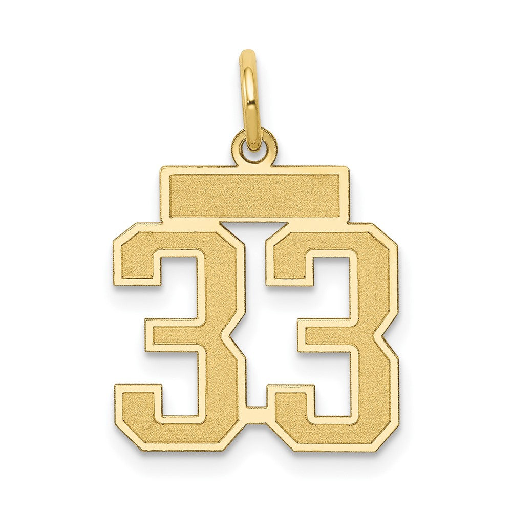 14K Gelbgold 14K Klein Satiniert Zahl 33 Charm