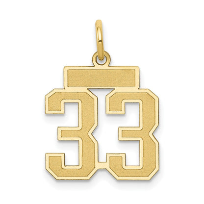 14K Gelbgold 14K Klein Satiniert Zahl 33 Charm