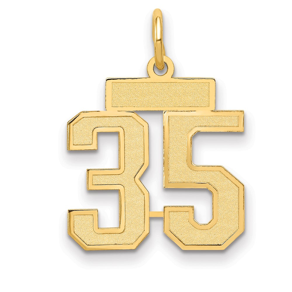 14K Gelbgold Klein Satiniert Zahl 35 Charm