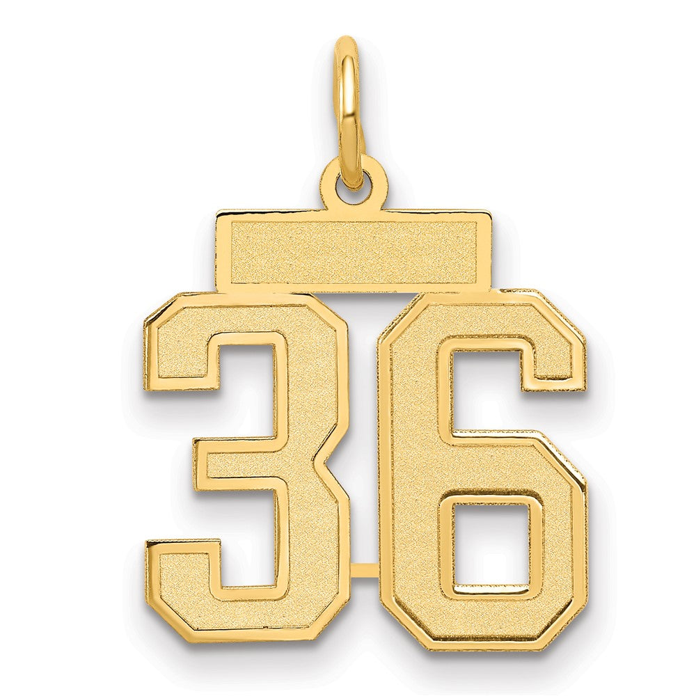 14K Gelbgold 14K Klein Satiniert Zahl 36 Charm