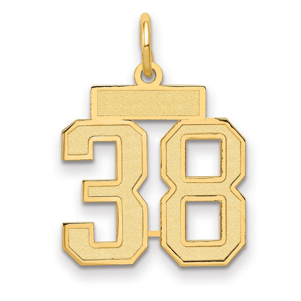 14K Gelbgold Klein Satiniert Zahl 38 Charm