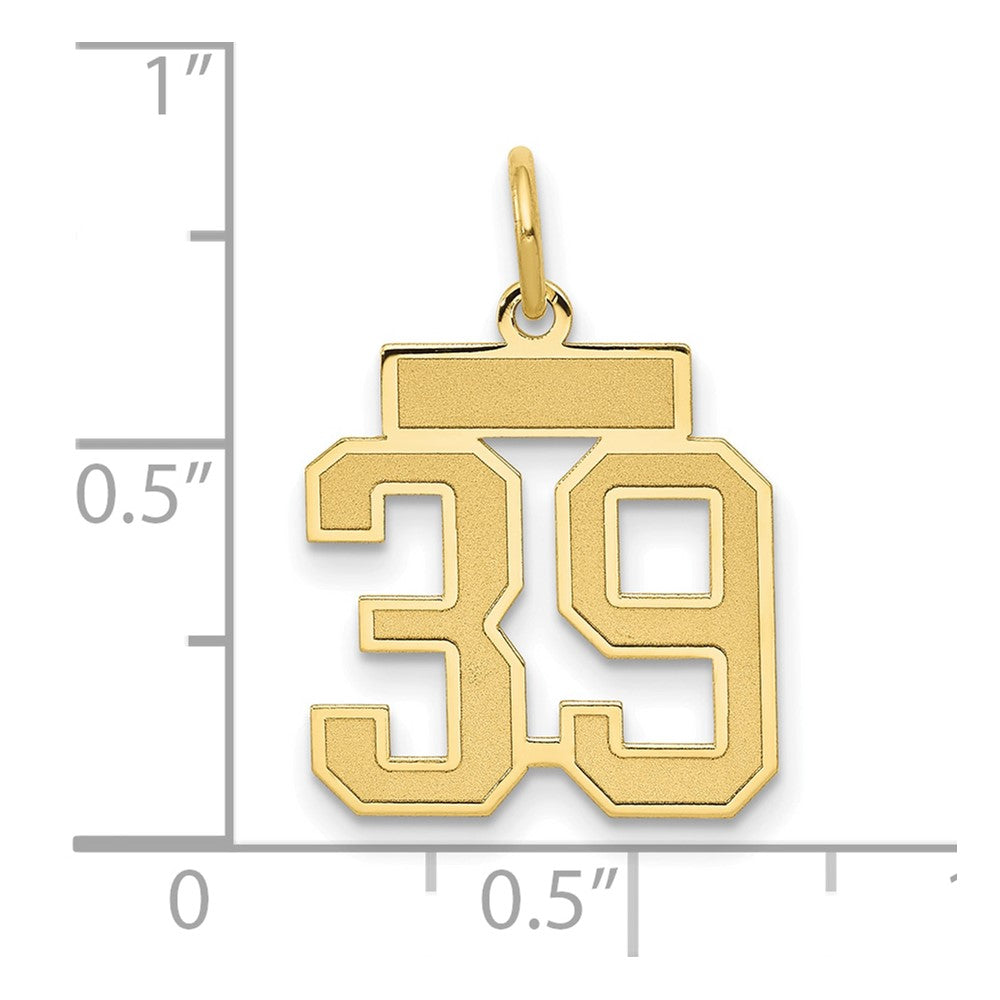 14K Gelbgold Klein Satiniert Zahl 39 Charm
