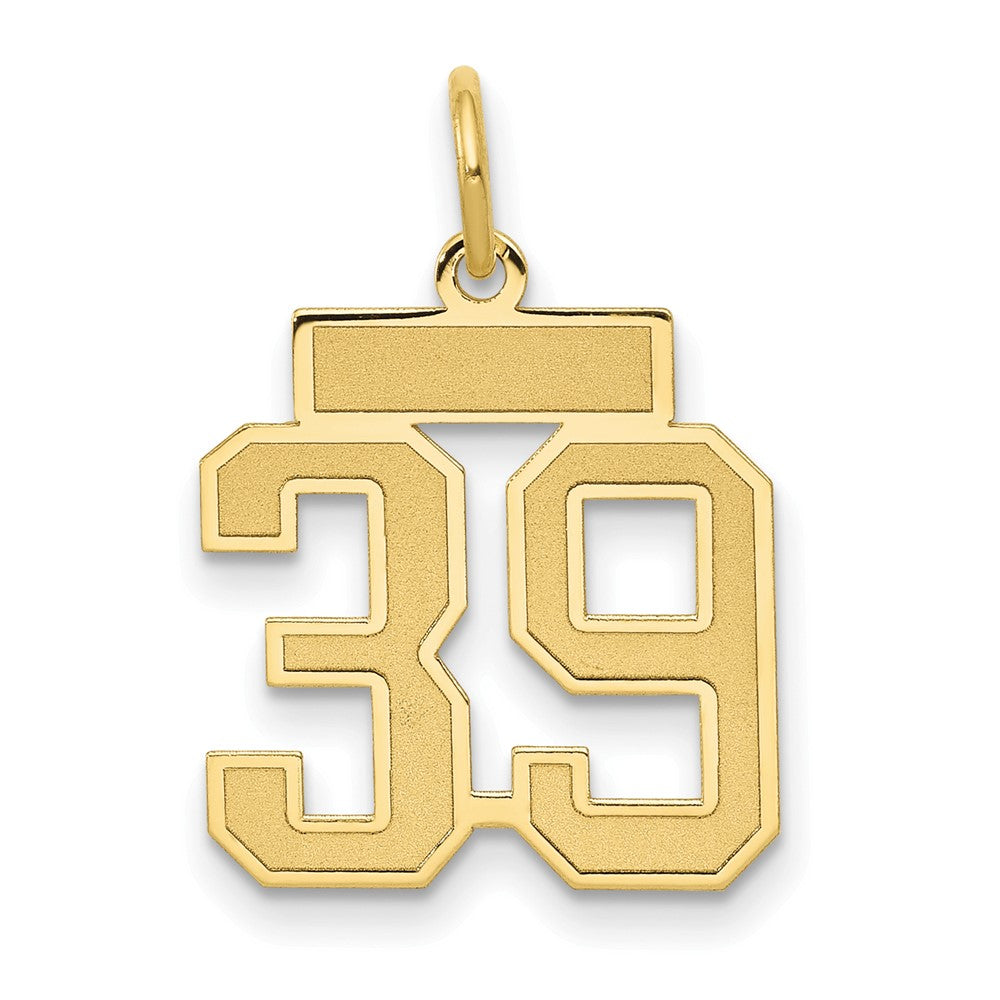 14K Gelbgold Klein Satiniert Zahl 39 Charm