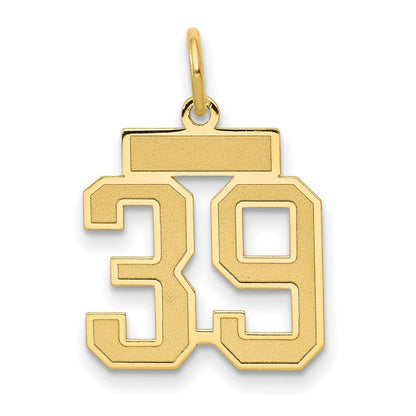 14K Gelbgold Klein Satiniert Zahl 39 Charm