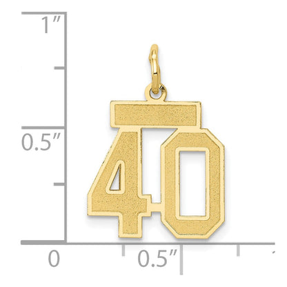14K Gelbgold 14K Klein Satiniert Zahl 40 Charm