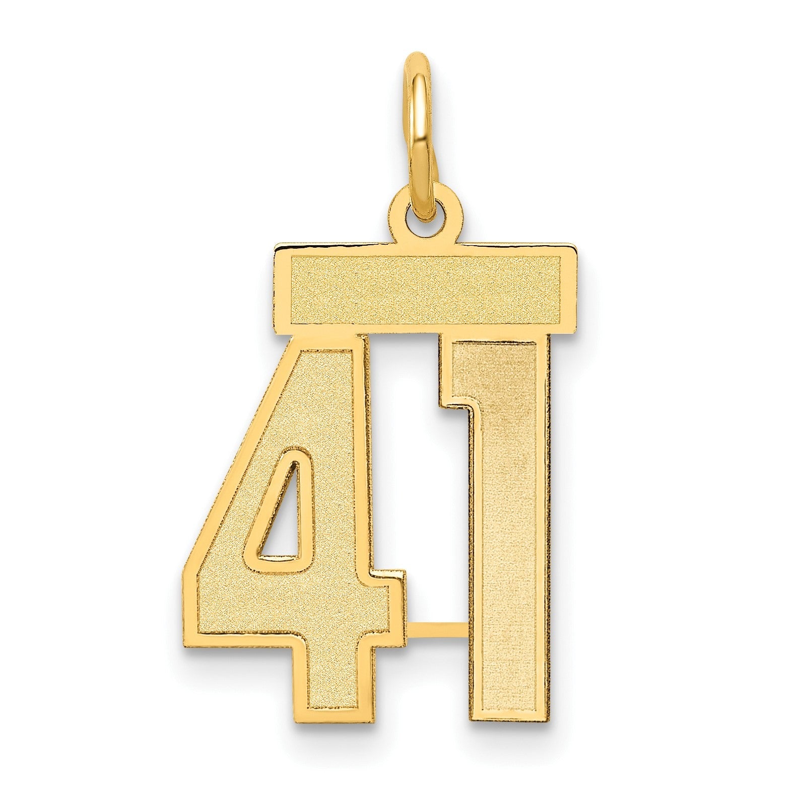 14K Gelbgold Klein Satiniert Zahl 41 Charm