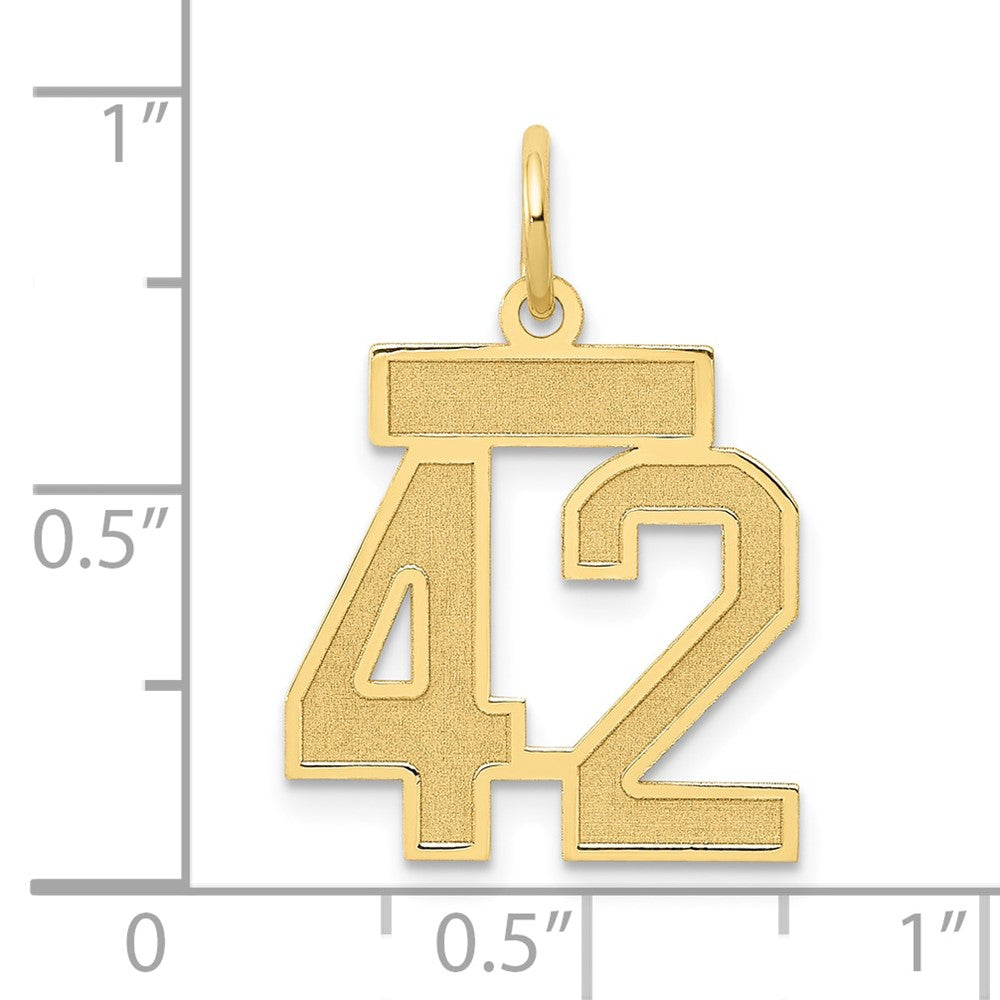 14K Gelbgold Klein Satiniert Zahl 42 Charm