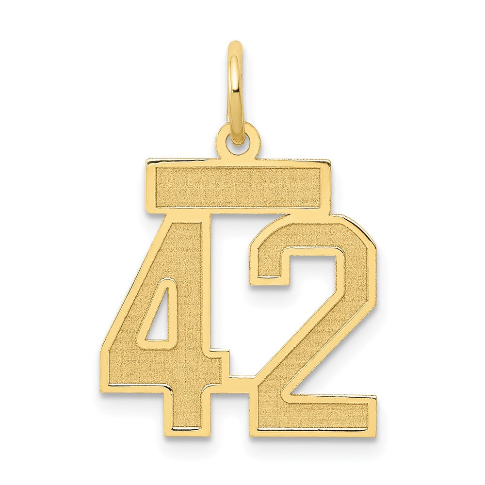 14K Gelbgold Klein Satiniert Zahl 42 Charm
