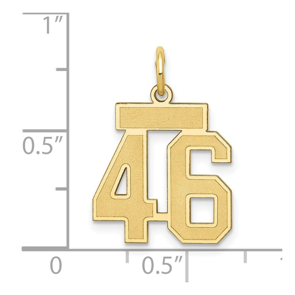 14K Gelbgold Klein Satiniert Zahl 46 Charm