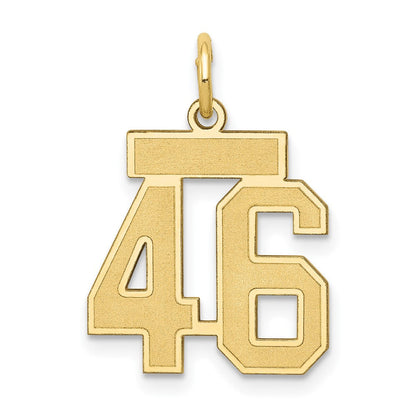 14K Gelbgold Klein Satiniert Zahl 46 Charm