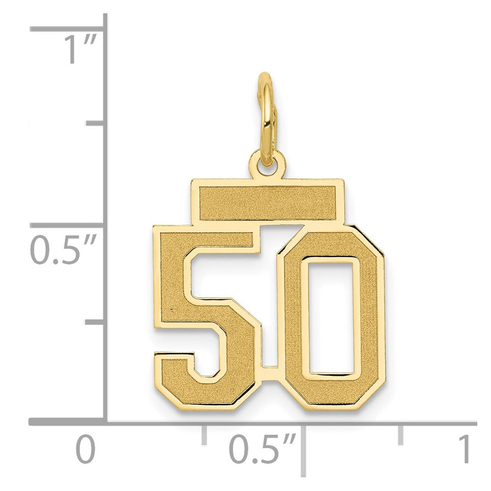14K Gelbgold Klein Satiniert Zahl 50 Charm