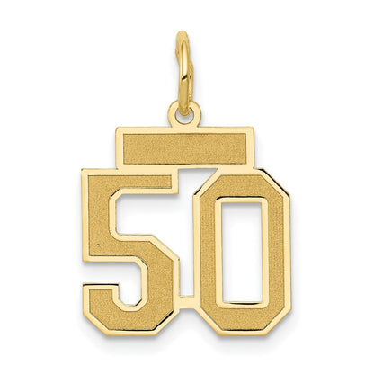 14K Gelbgold Klein Satiniert Zahl 50 Charm