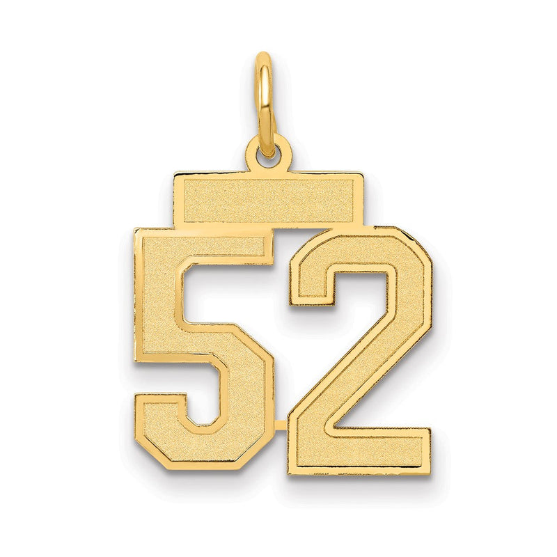 14K Gelbgold 14K Klein Satiniert Zahl 52 Charm