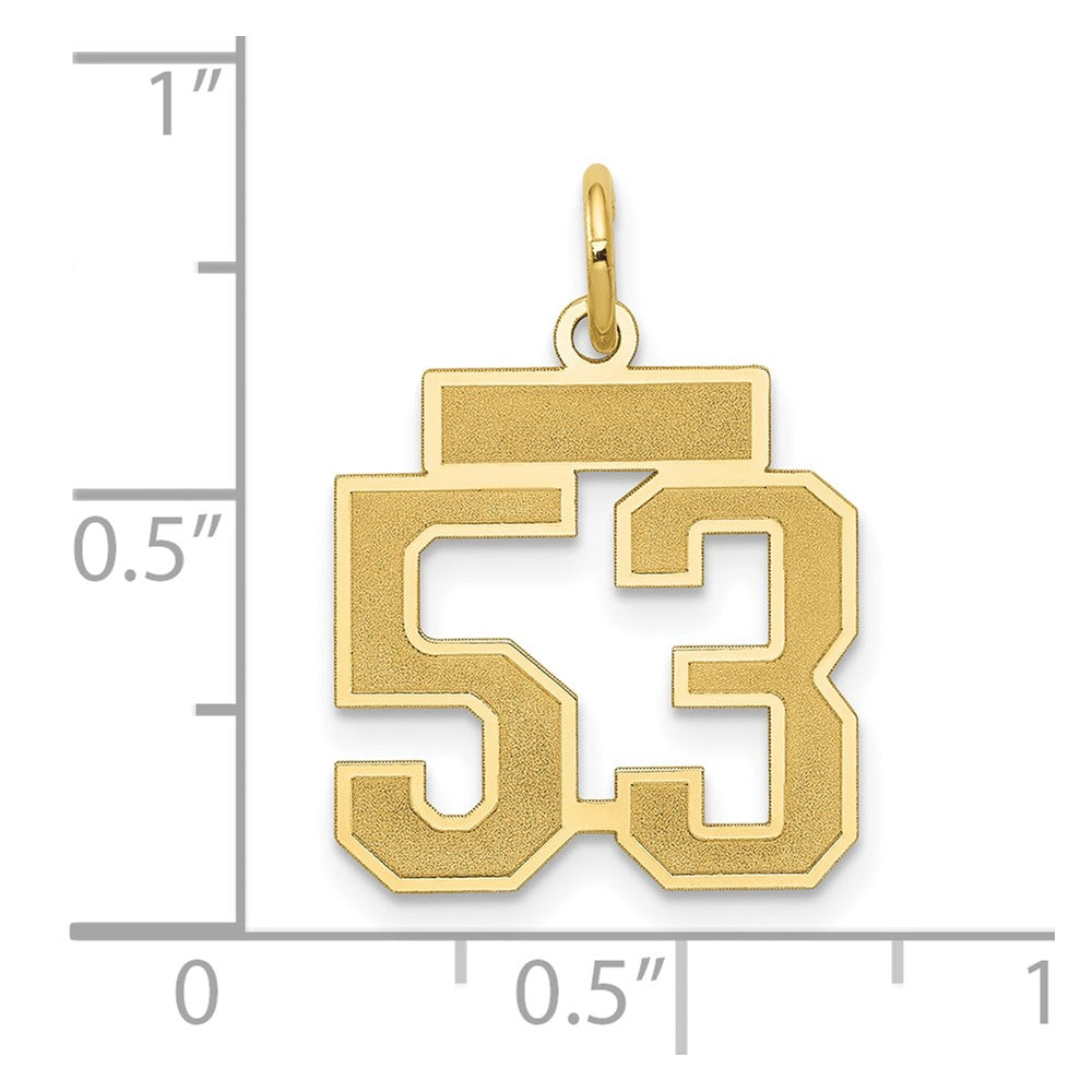 14K Gelbgold Klein Satiniert Zahl 53 Charm