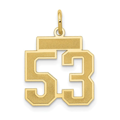 14K Gelbgold Klein Satiniert Zahl 53 Charm
