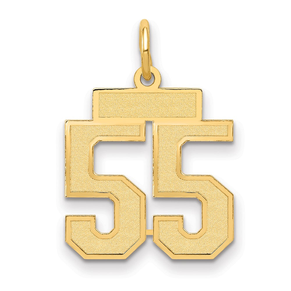 14K Gelbgold Klein Satiniert Zahl 55 Charm