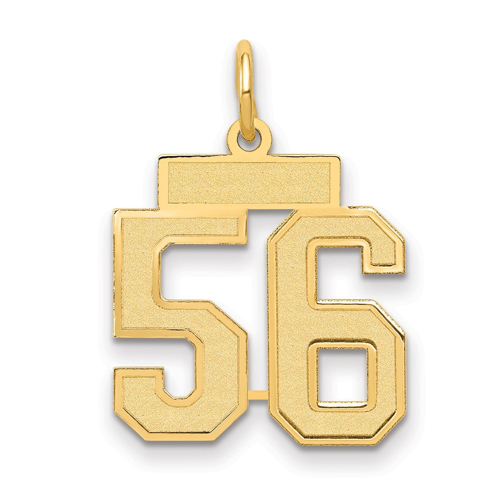14K Gelbgold Klein Satiniert Zahl 56 Charm
