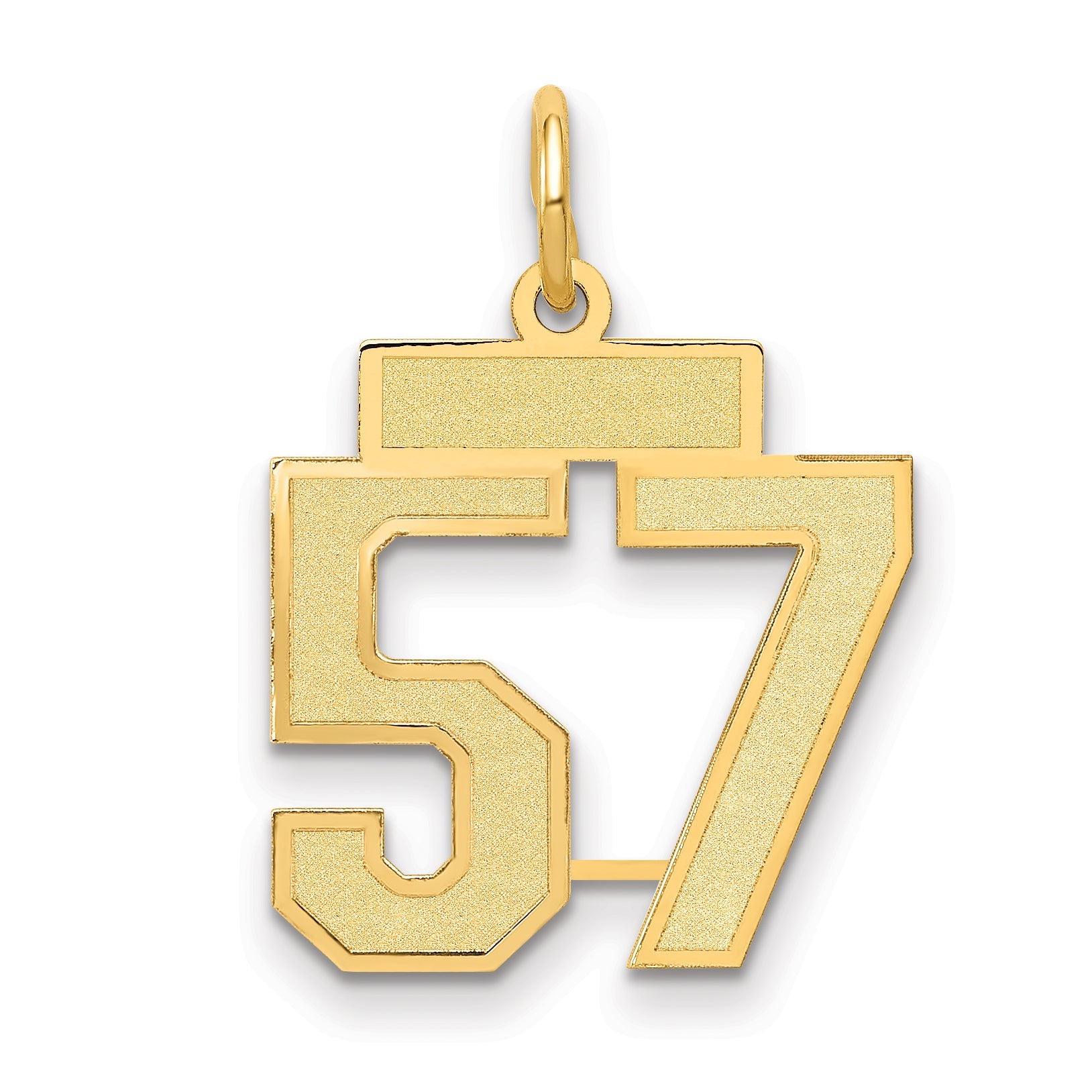 14K Gelbgold Klein Satiniert Zahl 57 Charm