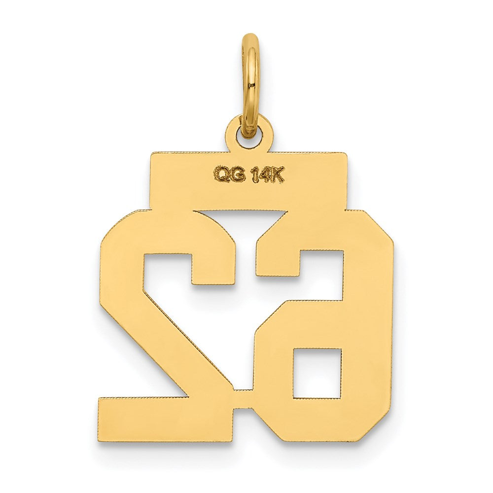 14K Gelbgold Klein Satiniert Zahl 62 Charm
