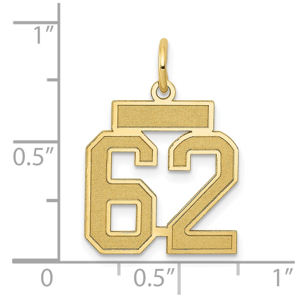 14K Gelbgold Klein Satiniert Zahl 62 Charm