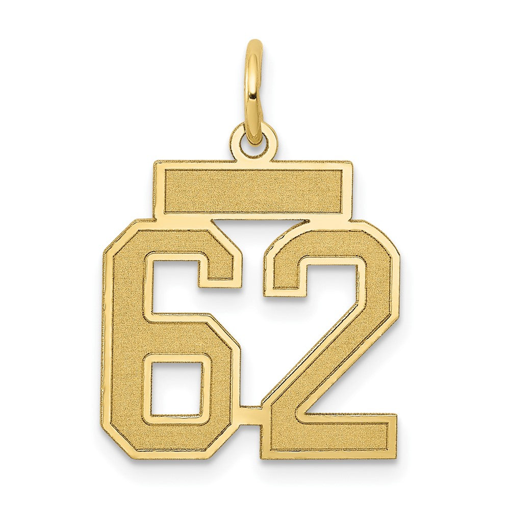 14K Gelbgold Klein Satiniert Zahl 62 Charm