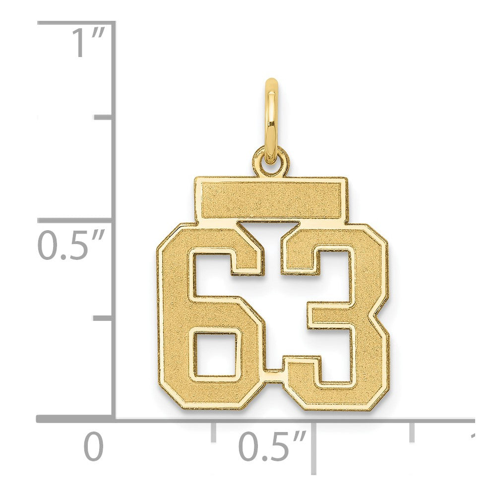 14K Gelbgold Klein Satiniert Zahl 63 Charm