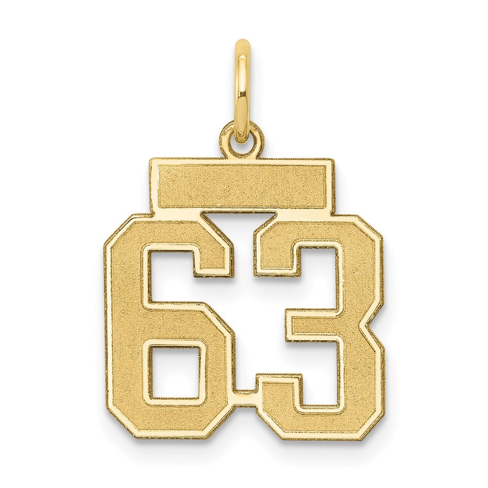 14K Gelbgold Klein Satiniert Zahl 63 Charm