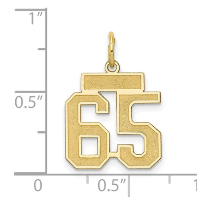 14K Gelbgold 14K Klein Satiniert Zahl 65 Charm
