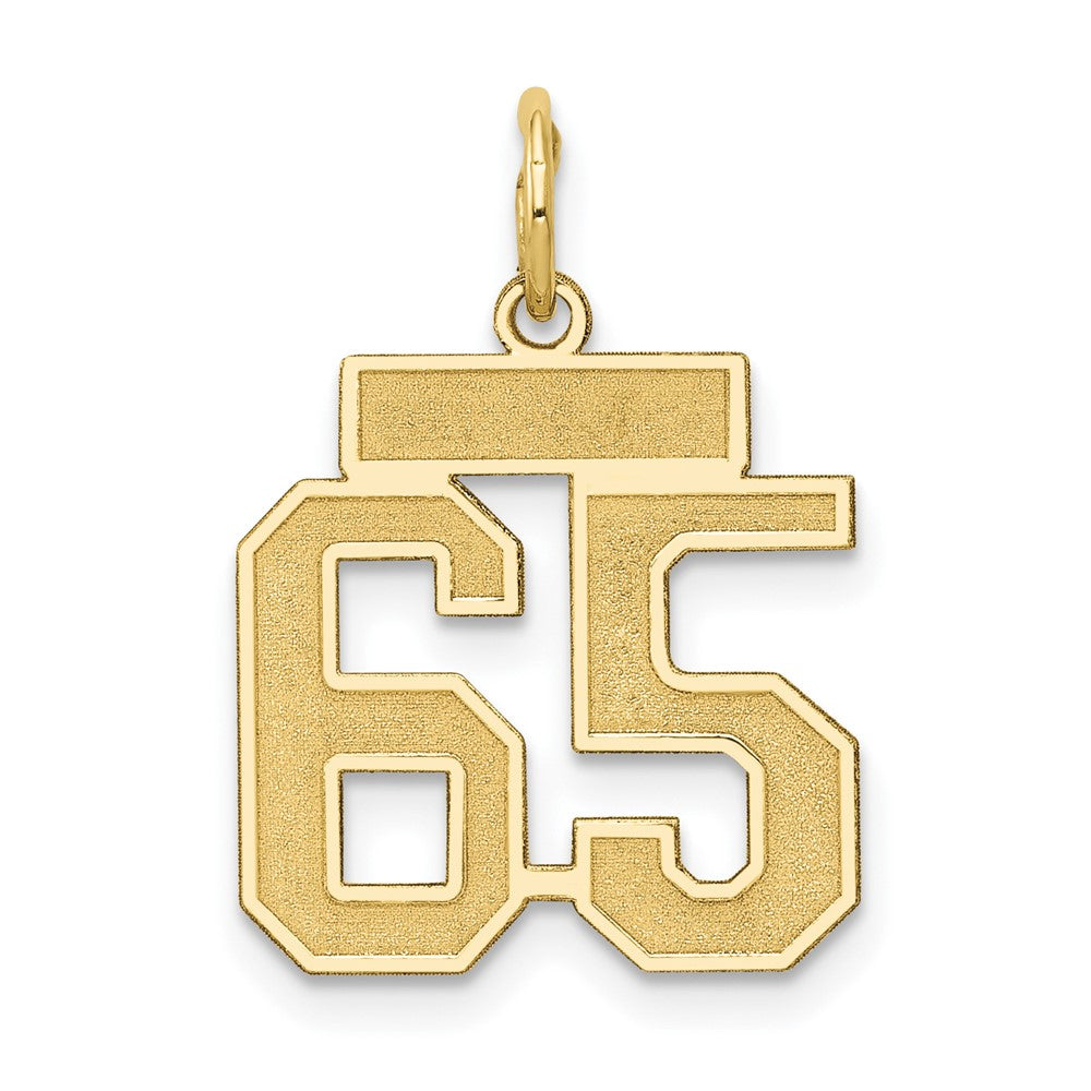 14K Gelbgold 14K Klein Satiniert Zahl 65 Charm
