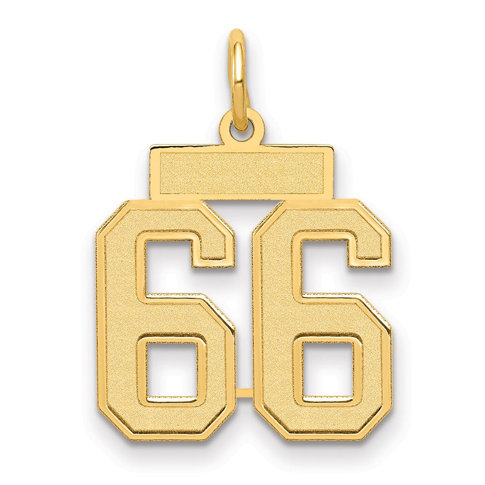 10K Gelbgold Klein Satiniert Zahl 66 Charm