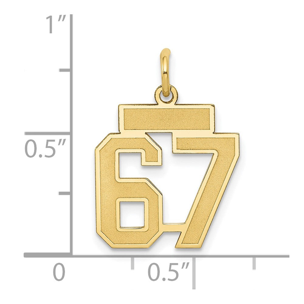 10K Gelbgold Klein Satiniert Zahl 67 Charm