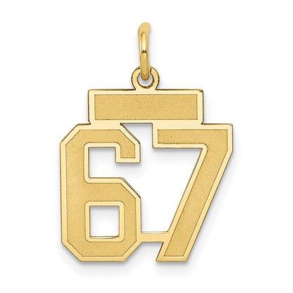 14K Gelbgold Klein Satiniert Zahl 67 Charm
