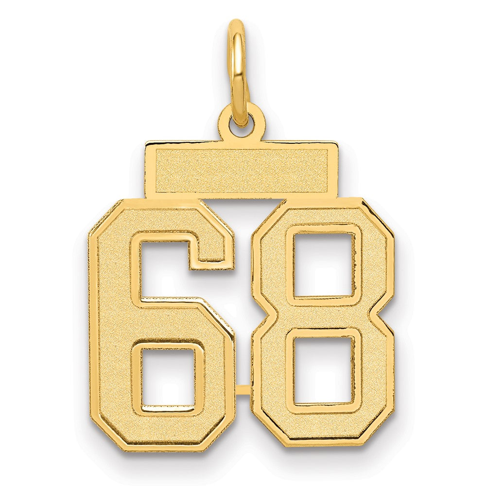 14K Gelbgold Klein Satiniert Zahl 68 Charm