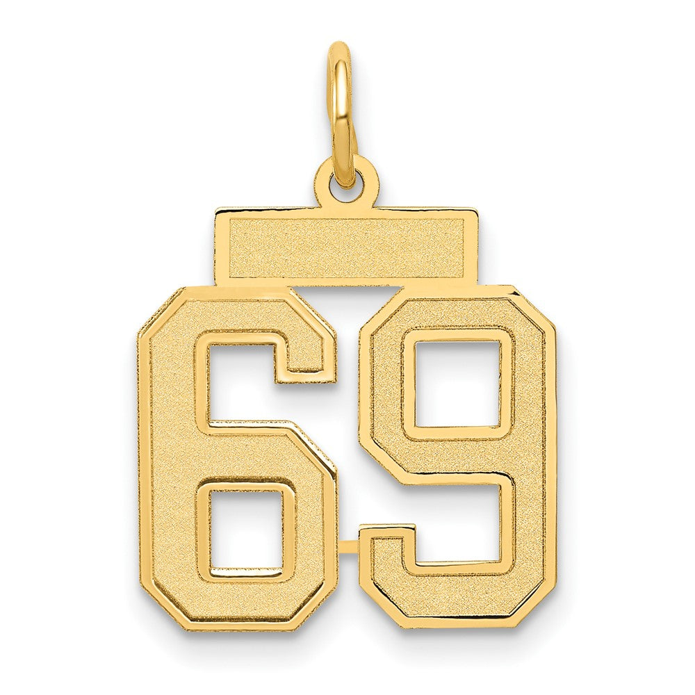 14K Gelbgold Klein Satiniert Zahl 69 Charm