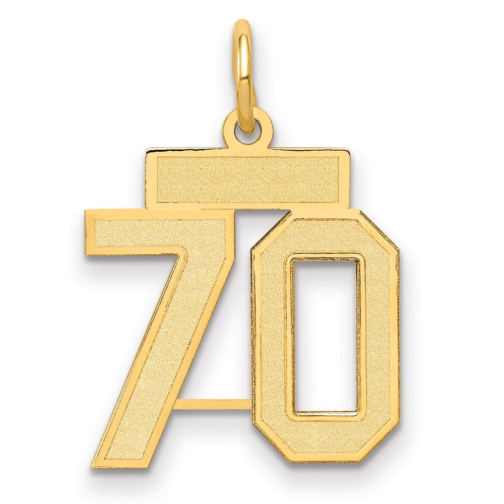 14K Gelbgold Klein Satiniert Zahl 70 Charm
