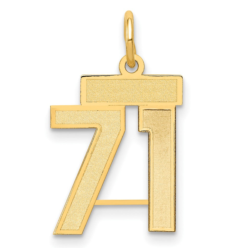 14K Gelbgold Klein Satiniert Zahl 71 Charm