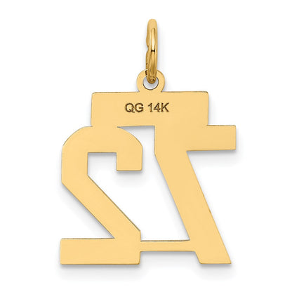 14K Gelbgold 14K Klein Satiniert Zahl 72 Charm
