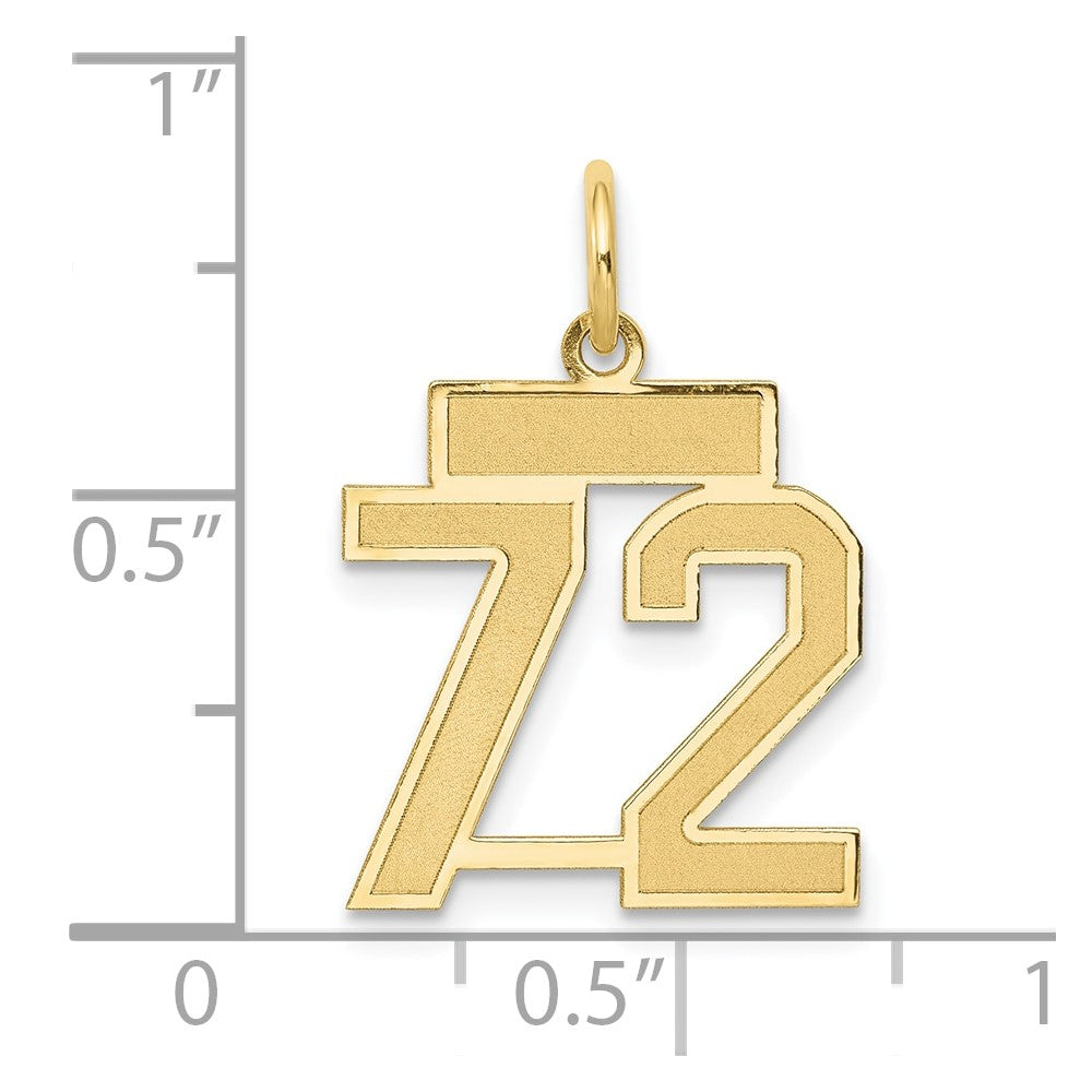 14K Gelbgold 14K Klein Satiniert Zahl 72 Charm