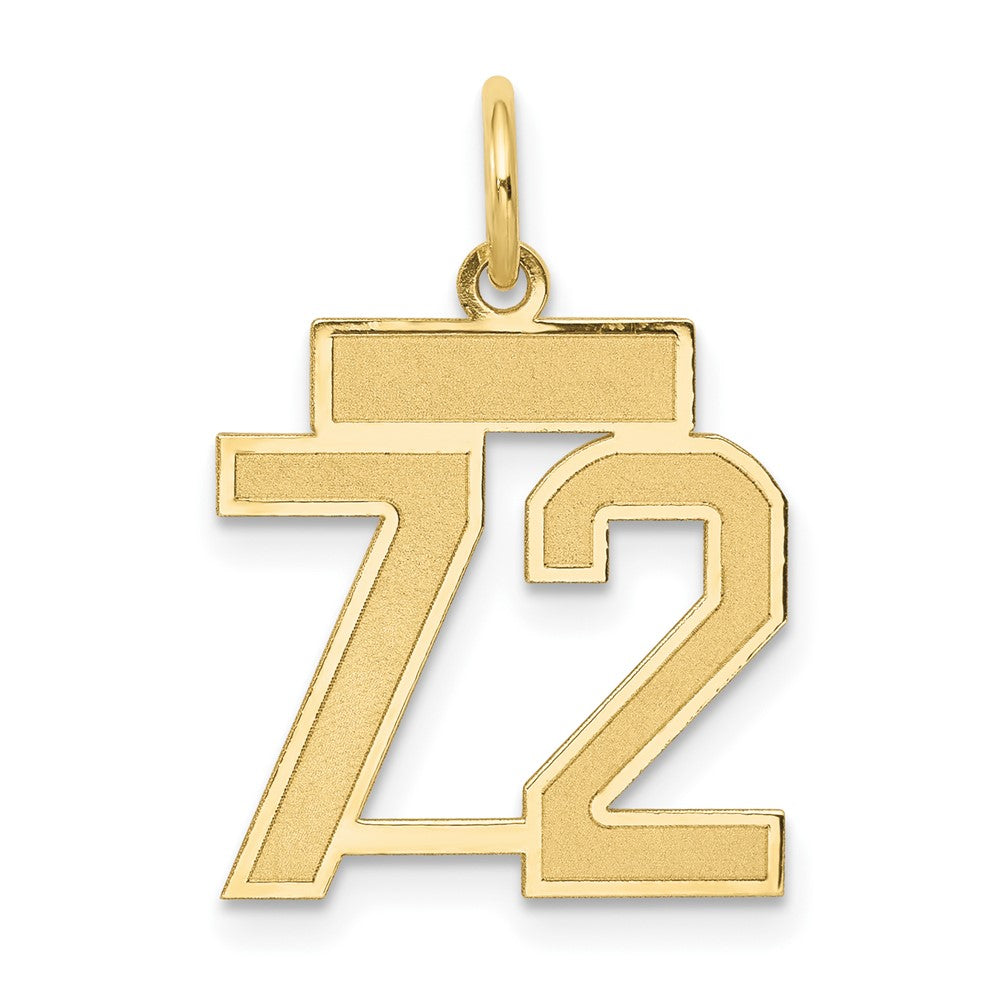 14K Gelbgold 14K Klein Satiniert Zahl 72 Charm