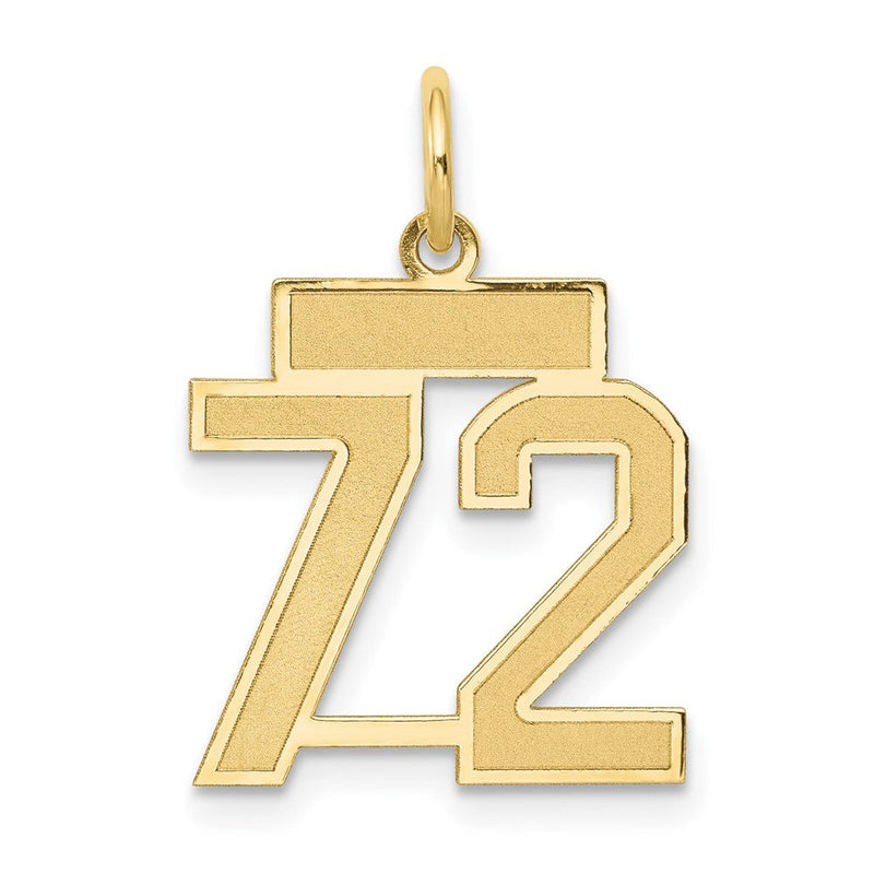 14K Gelbgold 14K Klein Satiniert Zahl 72 Charm