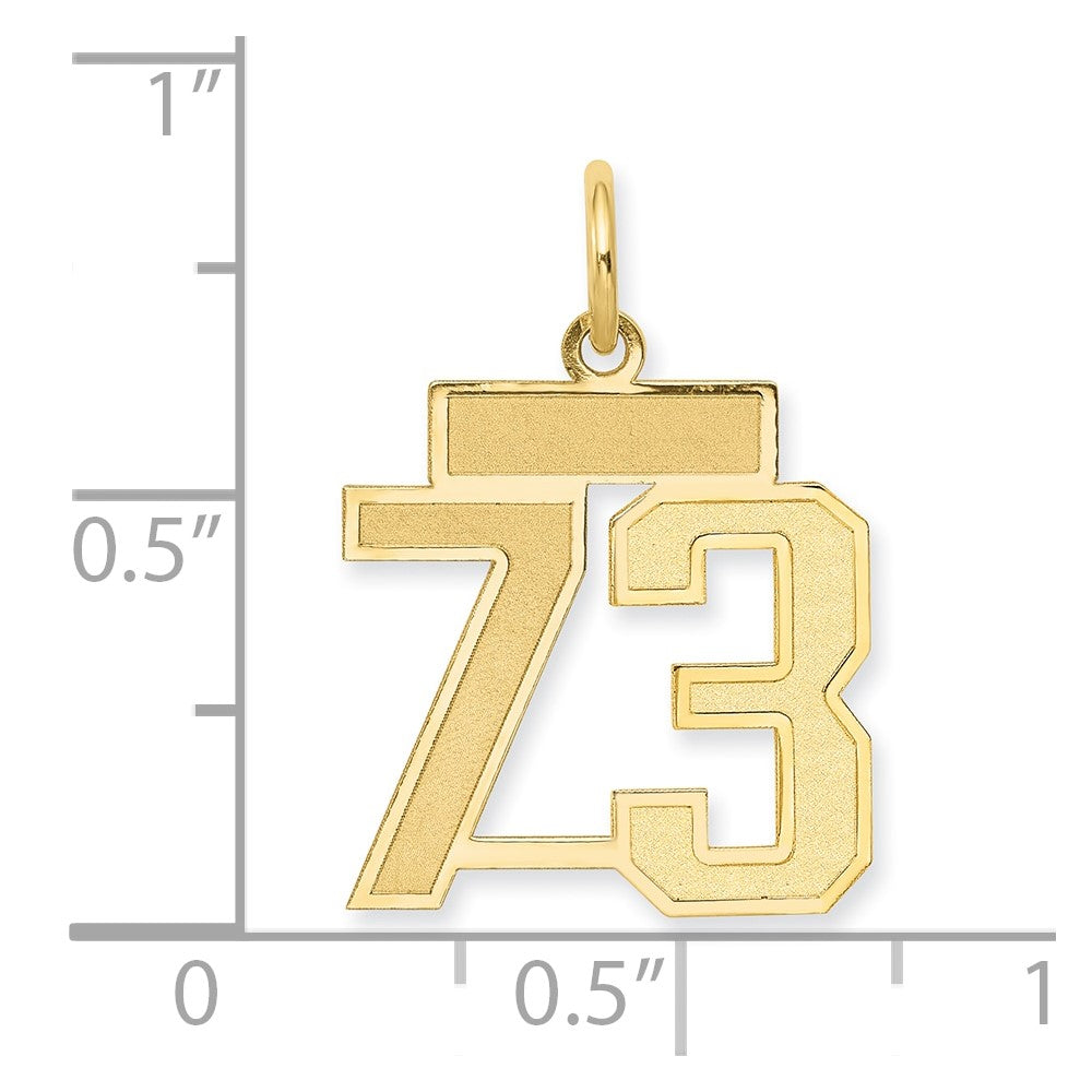 14K Gelbgold Klein Satiniert Zahl 73 Charm