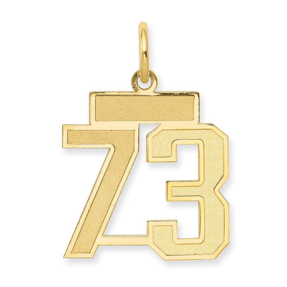 14K Gelbgold Klein Satiniert Zahl 73 Charm