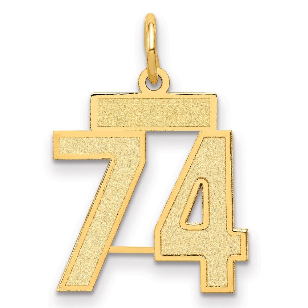 10K Gelbgold Klein Satiniert Zahl 74 Charm