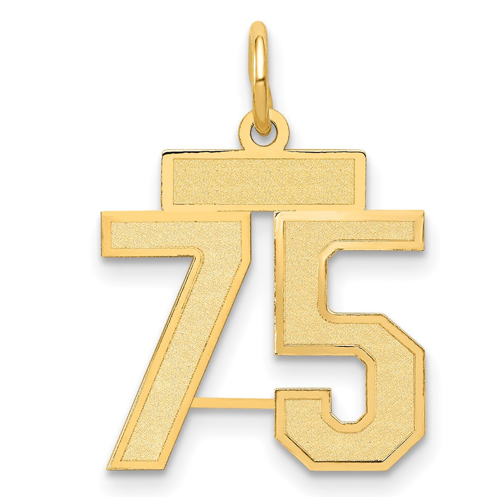 14K Gelbgold 14K Klein Satiniert Zahl 75 Charm