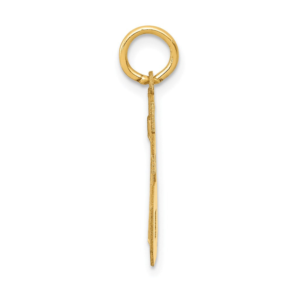 14K Gelbgold Klein Satiniert Zahl 76 Charm