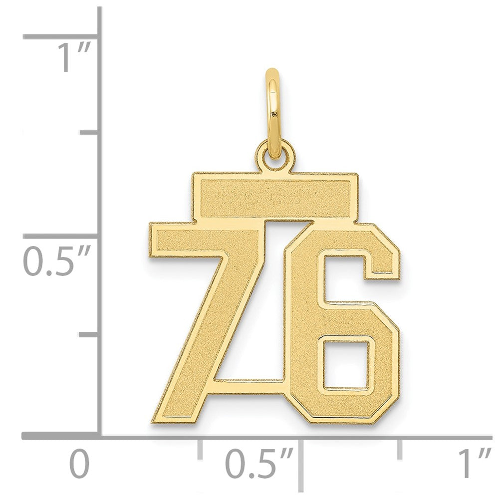 14K Gelbgold Klein Satiniert Zahl 76 Charm