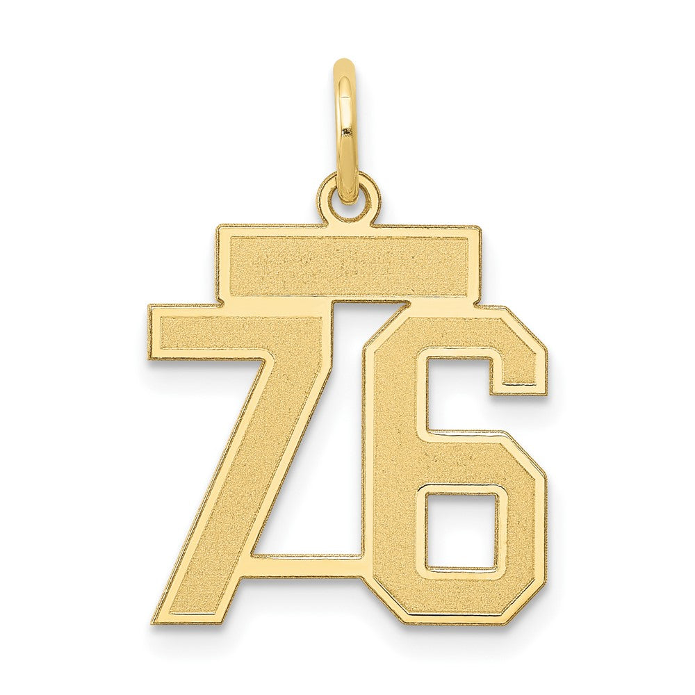 14K Gelbgold Klein Satiniert Zahl 76 Charm